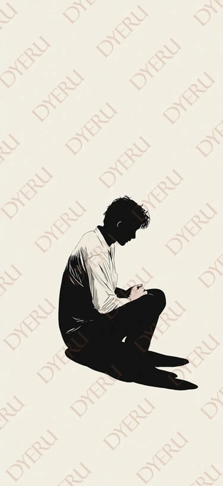 孤独的沉思者剪影 (Silhouette of a Solitary Thinker)