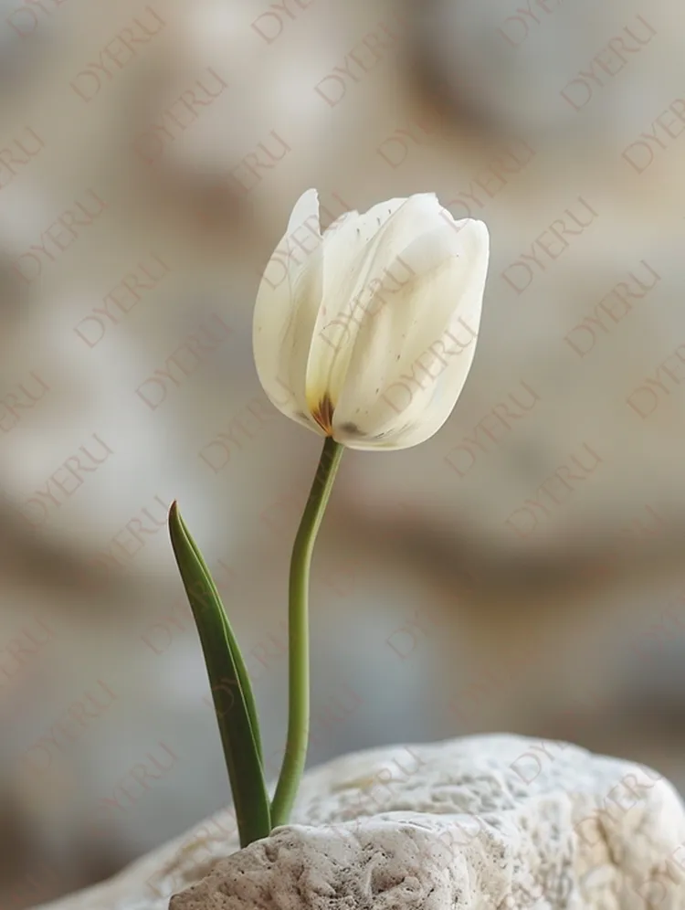 优雅的白色郁金香花朵与自然背景的静谧之美
